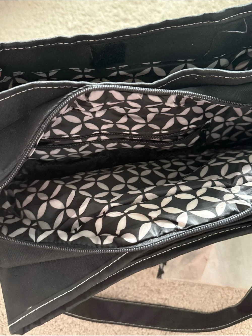 black Baby Boom multi-pocket tote diaper bag
